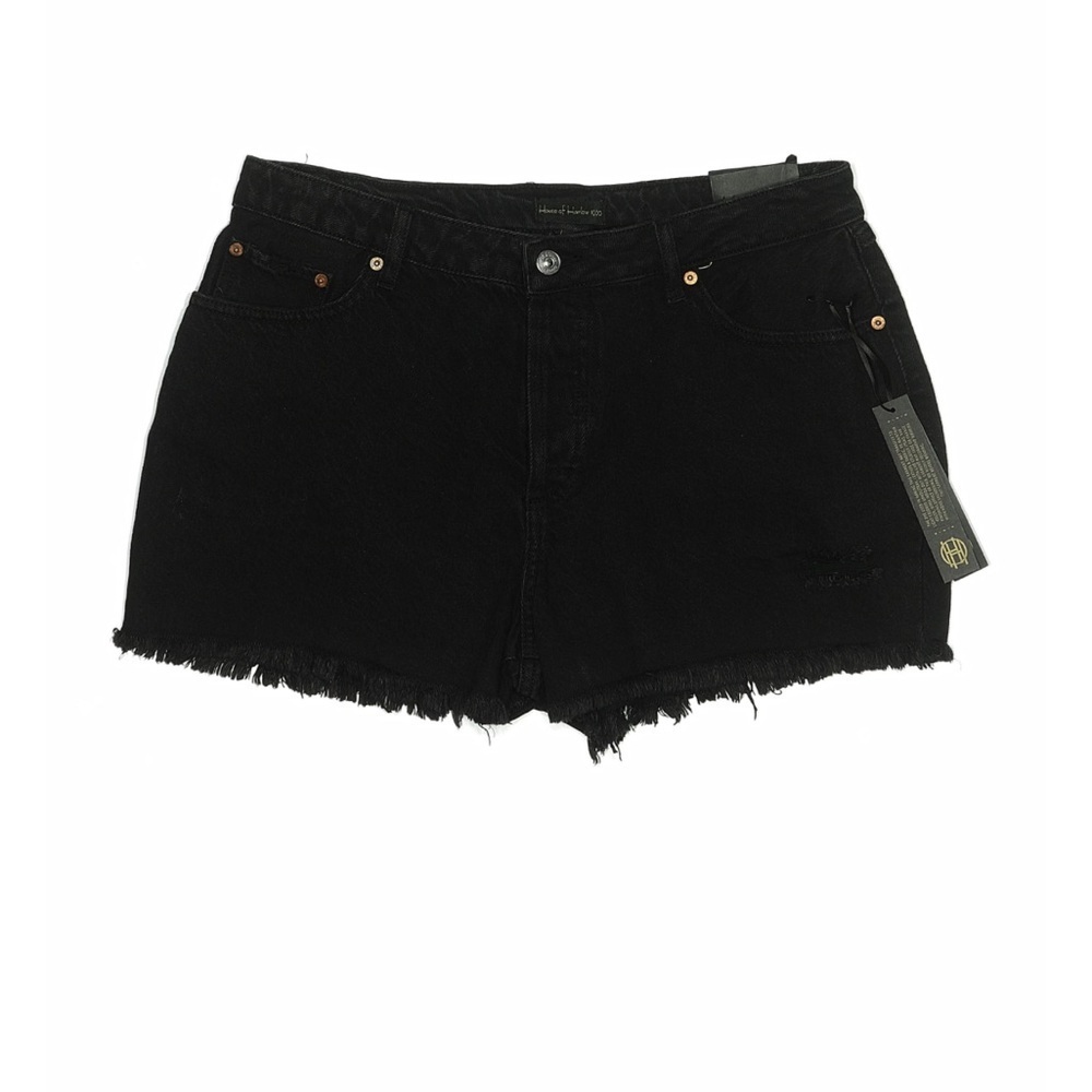 House of Harlow 1960 Black Distressed High Rise Mom Shorts Denim Cutoff 30 NWT